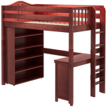 Maxtrix Twin High Loft Bed with Straight Ladder on end, Storage + Desk