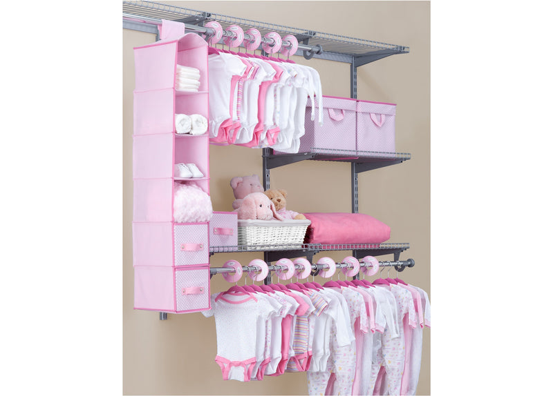 Delta Children 6-Shelf Hanging Storage Unit with 2 Drawers, Barely Pink