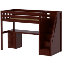 Maxtrix Twin XL High Loft Bed with Stairs + Desk