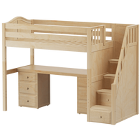 Maxtrix Twin High Loft Bed with Stairs + Desk