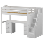 Maxtrix Twin High Loft Bed with Stairs + Desk