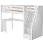 Maxtrix Twin High Loft Bed with Stairs + Corner Desk
