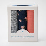 Little Unicorn Cotton Muslin Swaddle Blanket Set - Midnight Rose
