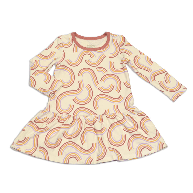 Silkberry Baby Bamboo Fleece Sweat Dress (Rainbow Twist Print)