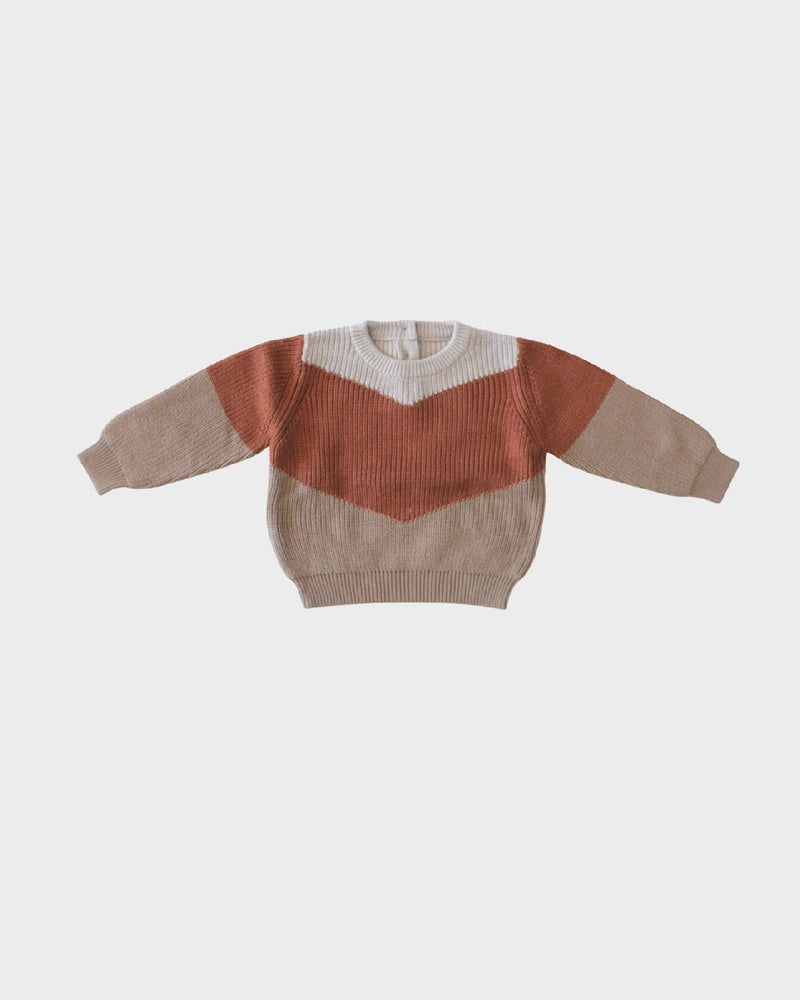 Tri-Color Knit Sweater in Spice