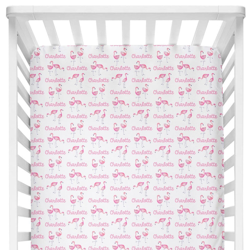 Sugar + Maple Crib Sheet - Flamingo