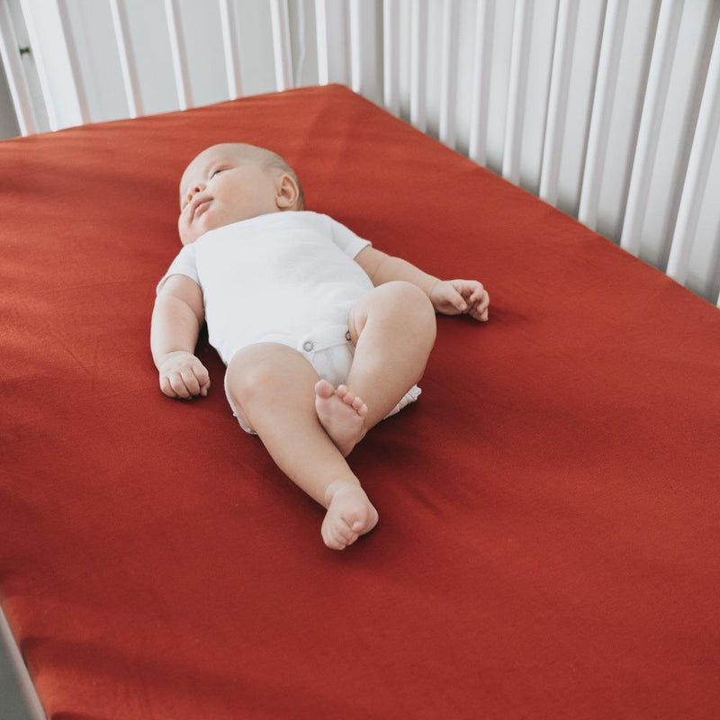 Copper Pearl Premium  Knit Fitted Crib Sheet | Rust
