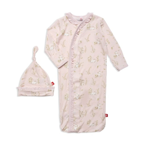 Magnetic Me Pink Hoppily Ever After Modal Magnetic Cozy Sleeper Gown + Hat Set