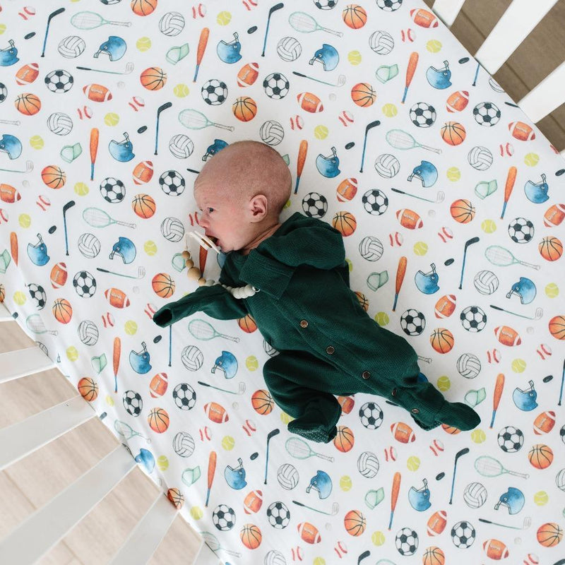 Copper Pearl Premium  Knit Fitted Crib Sheet | Varsity