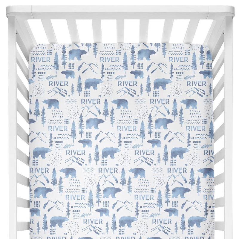 Sugar + Maple Crib Sheet - Woodland Blue